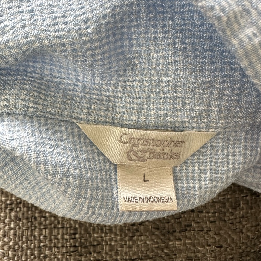 Christopher & Banks Women’s light Blue Short Sleeve Button Down Blouse Large - Picture 5 of 8